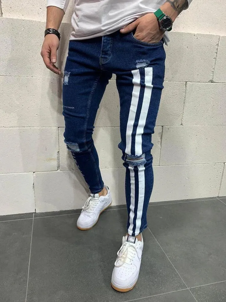JUSTNEW Factory Wholesale Men Jeans straight Pants Ripped Denim Black Jeans For Men Stylish