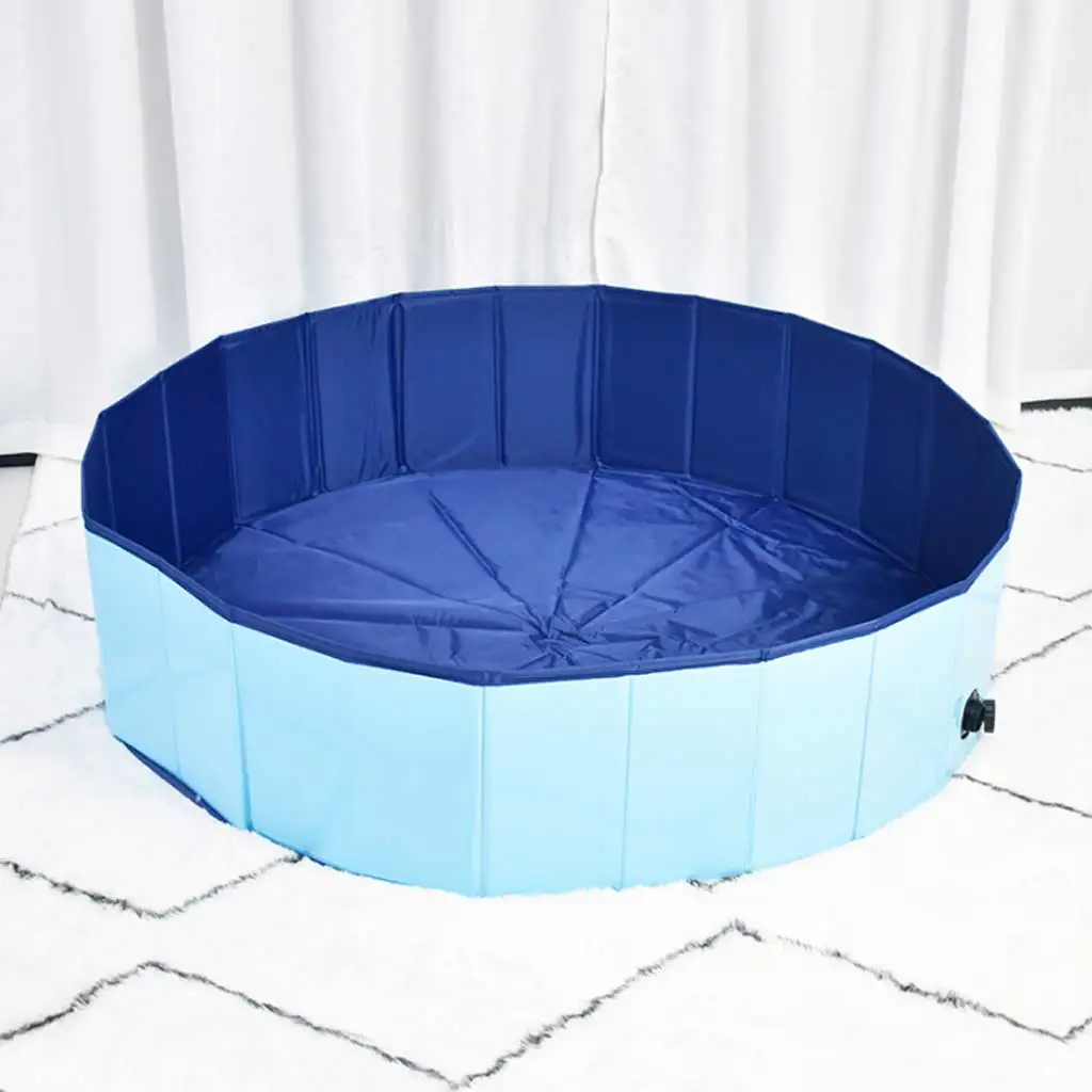 Amazon Foldable Pet Dog Pool Outdoor Come With Brush Anti Slip Durable Round Blue Red Collapsible Paddling Swimming Pool Kids