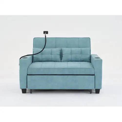 Futon Chair Bed folding chair Pull Out Sleeper Chair Beds with USB Ports Armchair Bed Sleeper for Living Room sofa W1829S00011