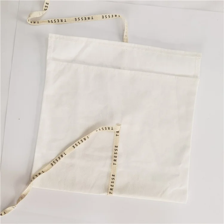 Costom Logo Printing White Envelope Cotton Canvas Clothes Pillow Pouch Bag With Cotton Bow Envelope Dust Pouch