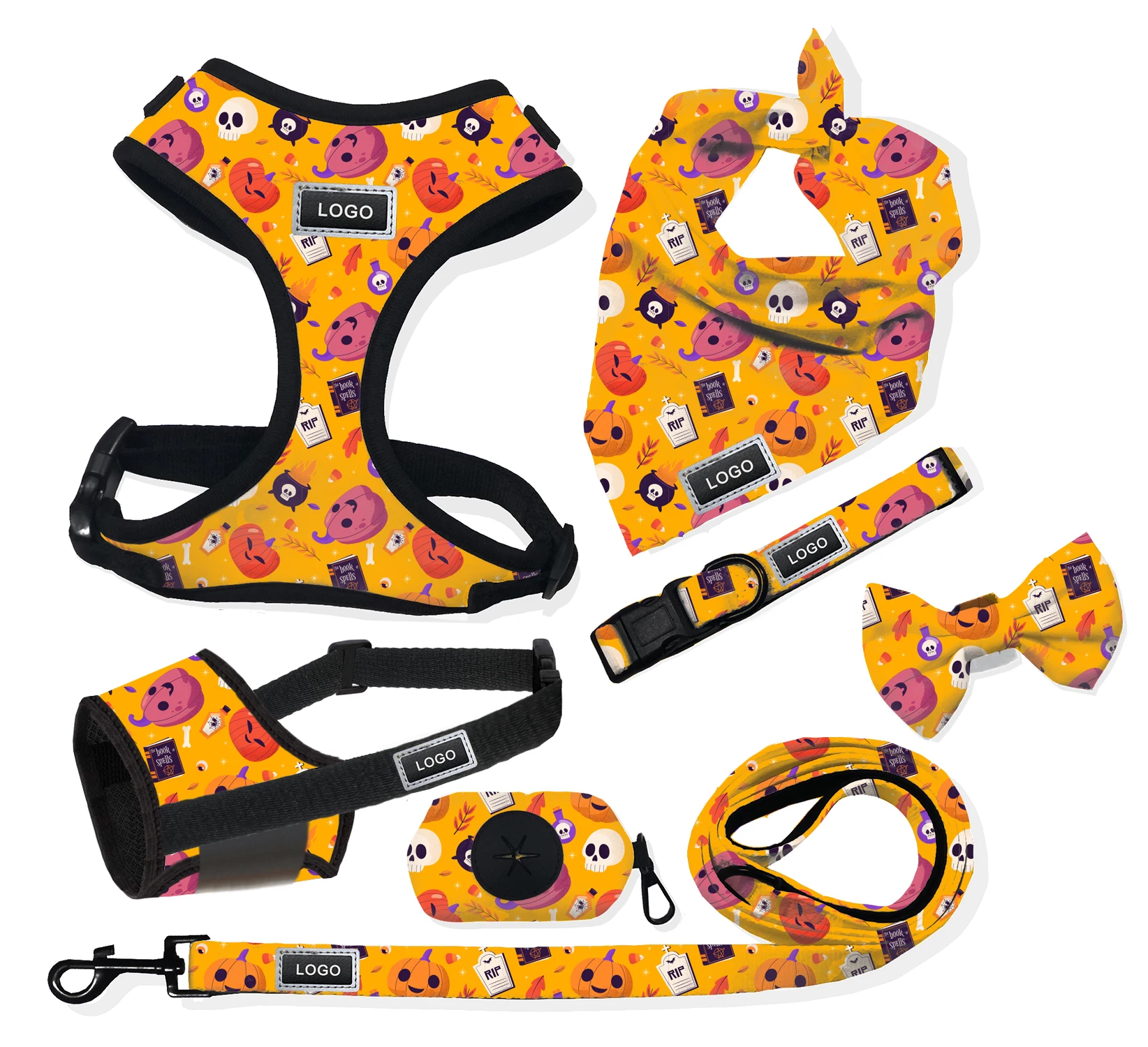 HUASONG No Pull Dog Harness Privete Label Dog Collar Leash Chest for Christmas Easter Day