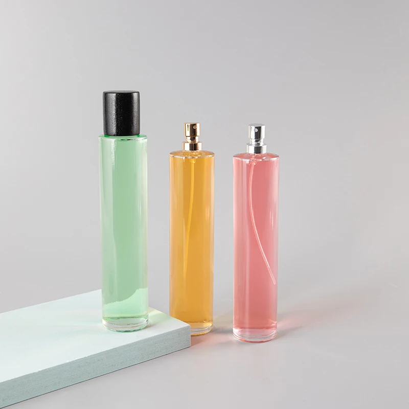 Cosmetic Round 30ml 50ml 100ml Fragrance Glass Perfume Bottle With Spray Pump Cap empty fragrance bottles