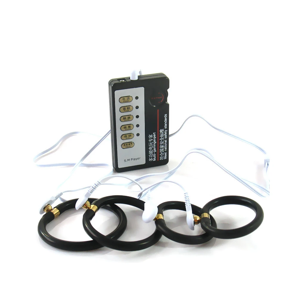 MULHERELFO Shock the penis ring sleeves electric shock Masturbator medical Sex Toy