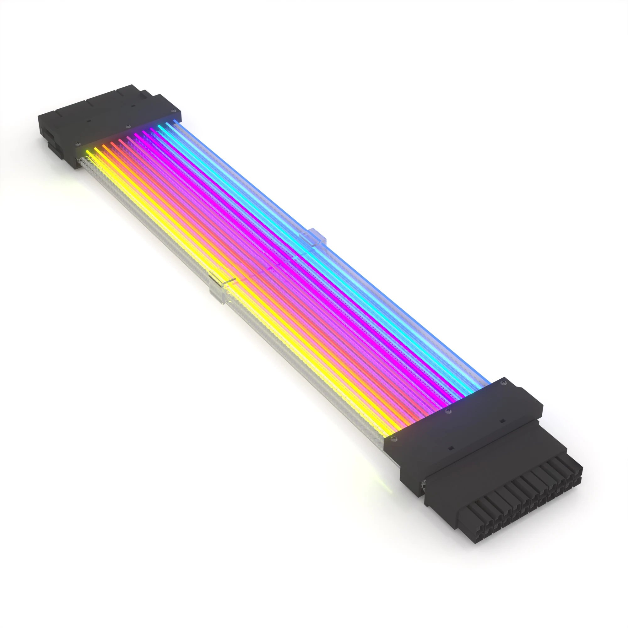 Sleeved Straight Transfer Power Supply PSU 24 Pin Motherboard Flat Cable Extension RGB PC Cables For Gaming PC SYNC