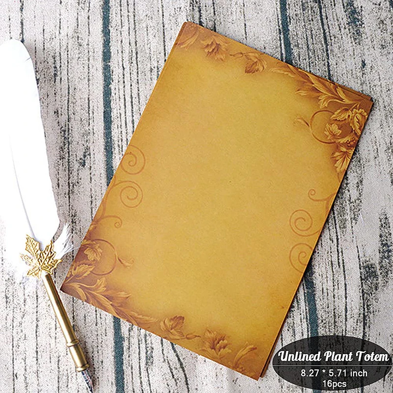 Vintage Stationary Paper Kraft Envelopes Set with Seal Stickers 64pcs Writing Stationery Papers Letter Envelope