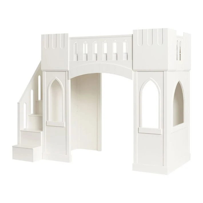 Sampokingdom Factory price pretty girl queen  princess house Children Castle wood bed  with storage drawers in sleeping room
