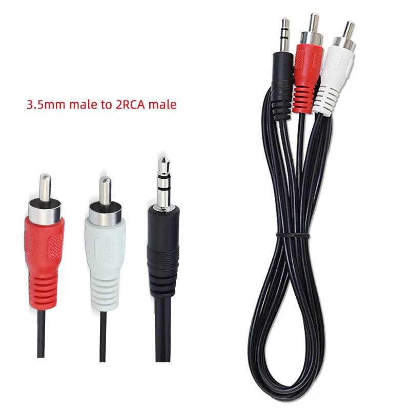 3.5mm Male Stereo Audio Cable to 2 RCA Aux Cable Double Shielded Male to Male 1.2m