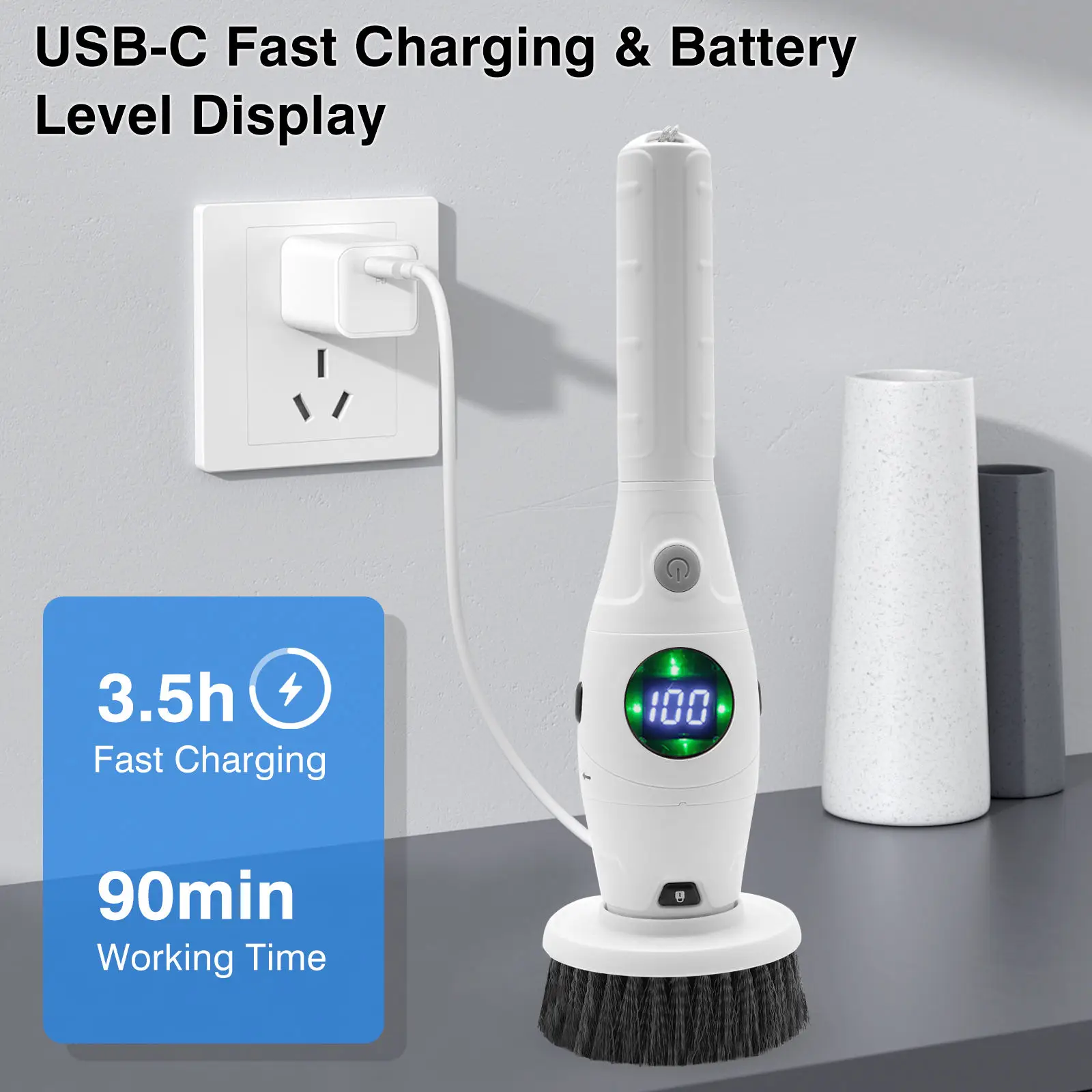 Kitchen Cleaning Black Magic Brush 8 in 1 Cleaner Bathroom Clean Brush Spin Scrubber Cleaning Electric Brushes