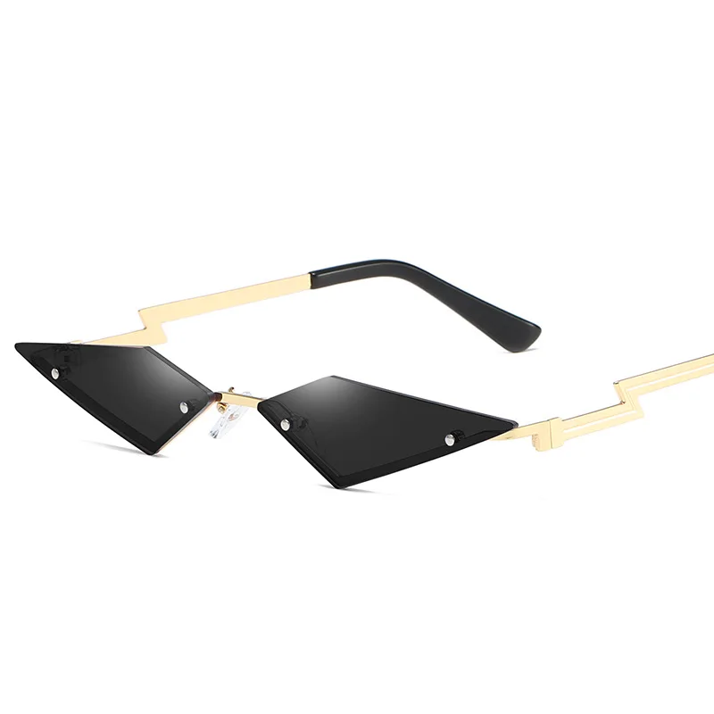 High quality luxury cool stylish colorful tinted wide rimless frame eyewear cat eye women sun glasses shades sunglasses