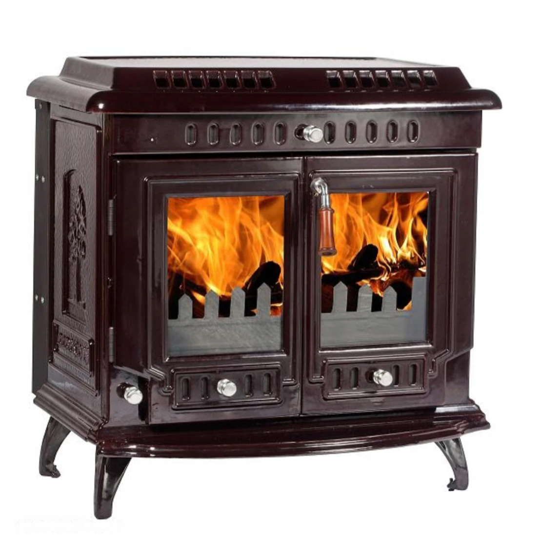 Freestanding wood log stove optional blower