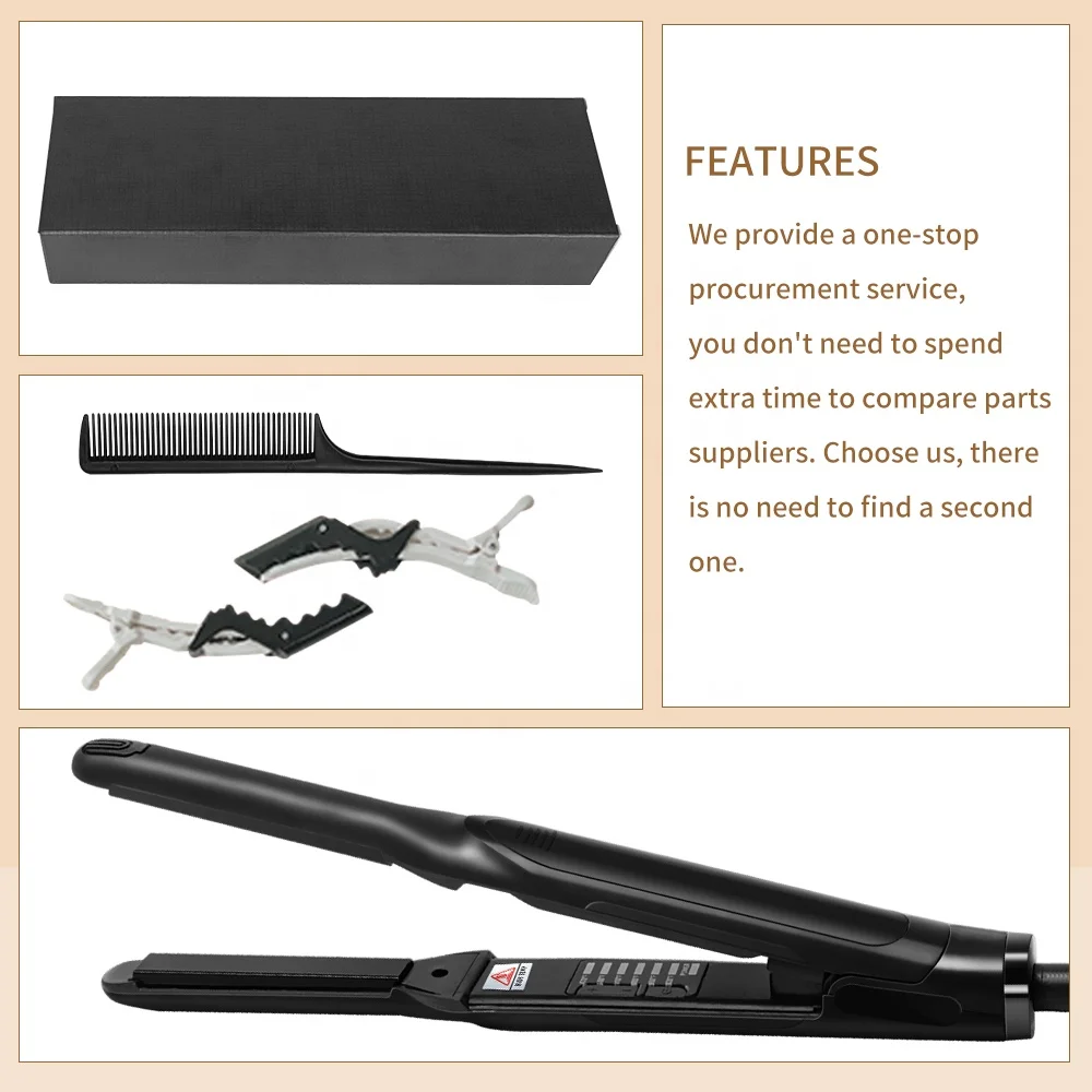 Hair Salon Equipment LCD Display Dual Voltage Private Label Flat Iron Hair Straightener Black OEM Nano Ceramic Hair Iron