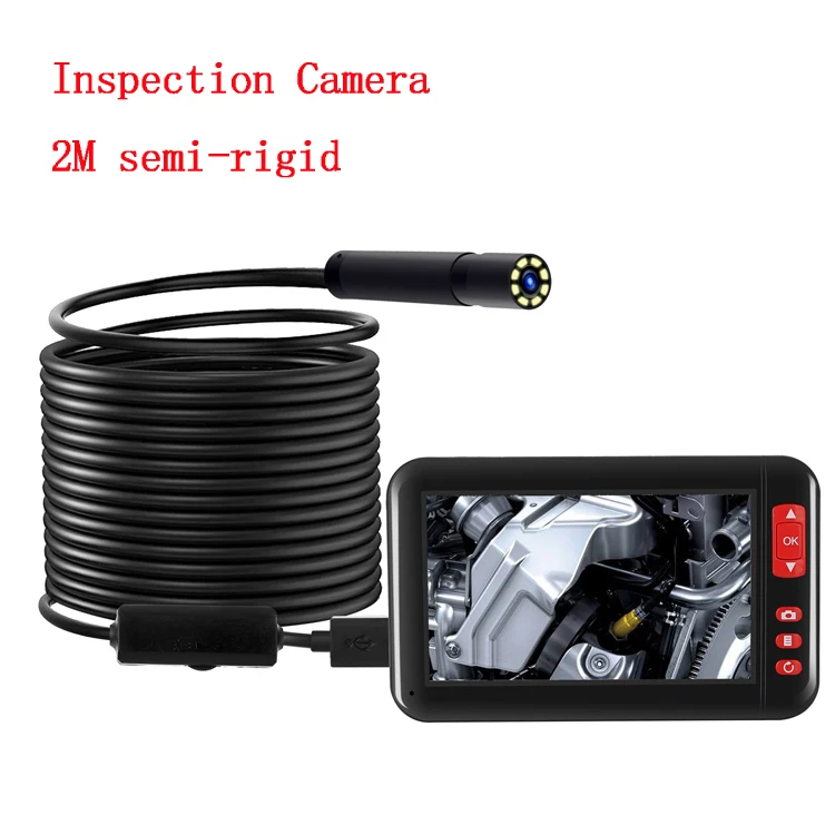 1080P 2m Wire Semi-Rigid 8MM Endoscope Camera Endoscope Snake Tube Inspection Camera  Pipe Inspection Camera System