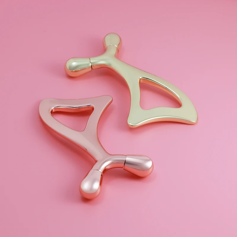 New Style Facial Scraping Massage Tool Acupuncture Gold hole Metal Gua Sha