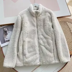 Wholesale Blank Sherpa Wool Jacket Fleece Zip Up Jacket Custom Women Men Sherpa Zip Fleece Jacket