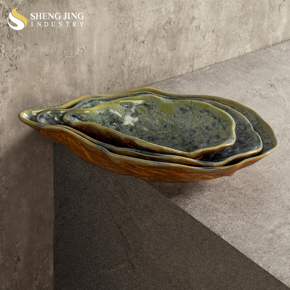 Japanese Cuisine Ceramic Oyster Sashimi Bowl Set Restaurant Kiln Blue Porcelain Tableware Creative Sushi Gazpacho Dishes & Plate