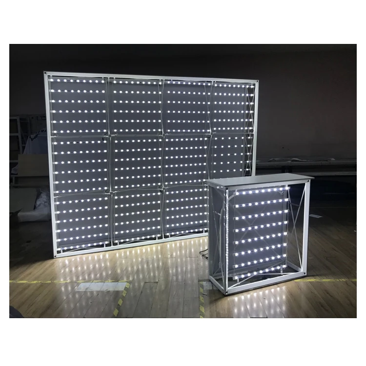 2022  foldable promotion table promotion counter table LED light box Customizable fabric