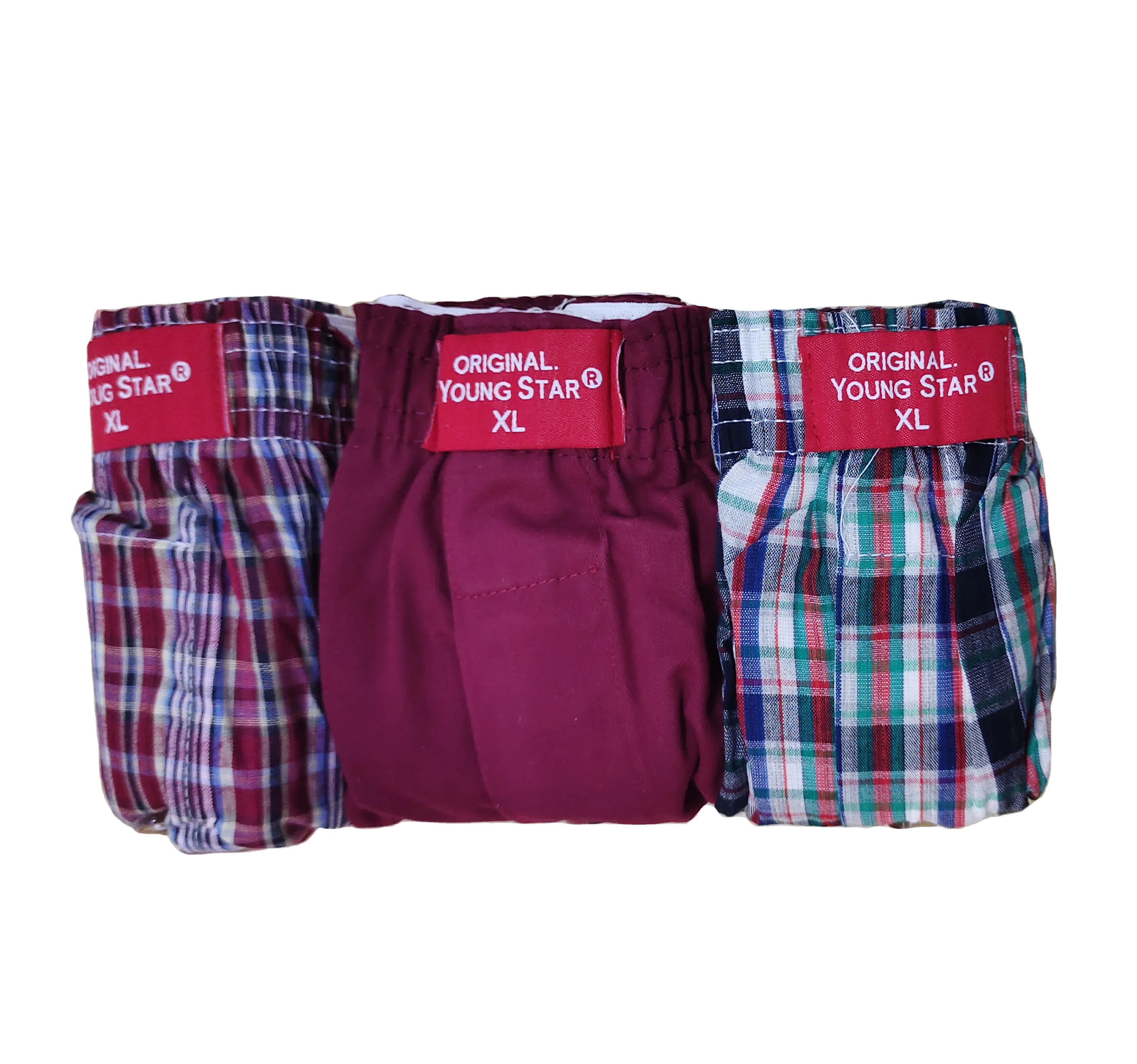 Factory direct summer casual woven boxer shorts custom Logo 100% cotton multi color check plaid underwear men boxershorts