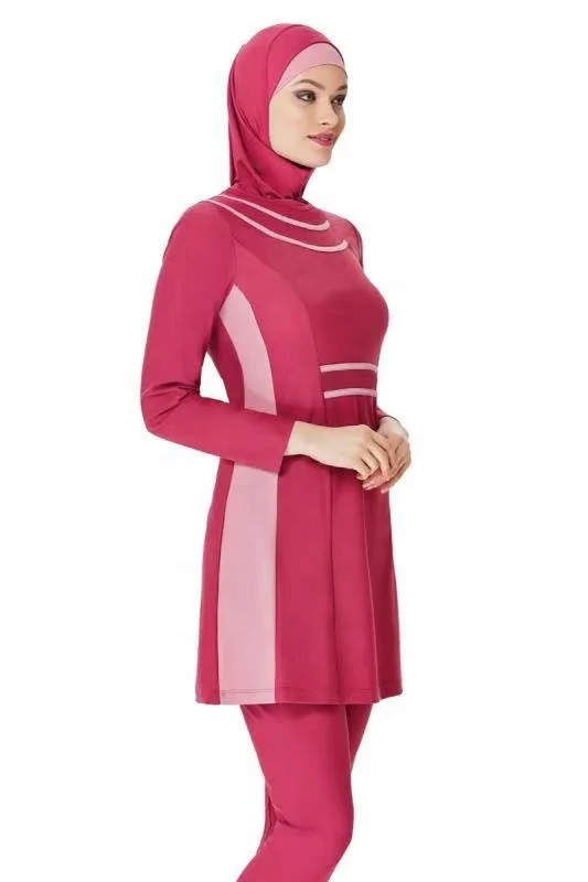 MOTIVE FORCE 3pcs Strips Patchjob Fashionable Muslim Islamic Swimwear Wholesale Burkini Muslim Swimwear Woman