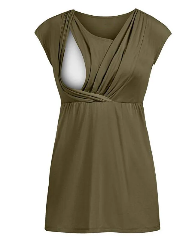 soft material eco friendly plus size maternity round collar t shirt woman nursing sport yoga top