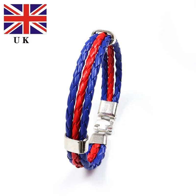 Wholesale Soccer Football National Team Country Flag Pu Leather Bracelet Bangle Gifts For Women Men Brothers