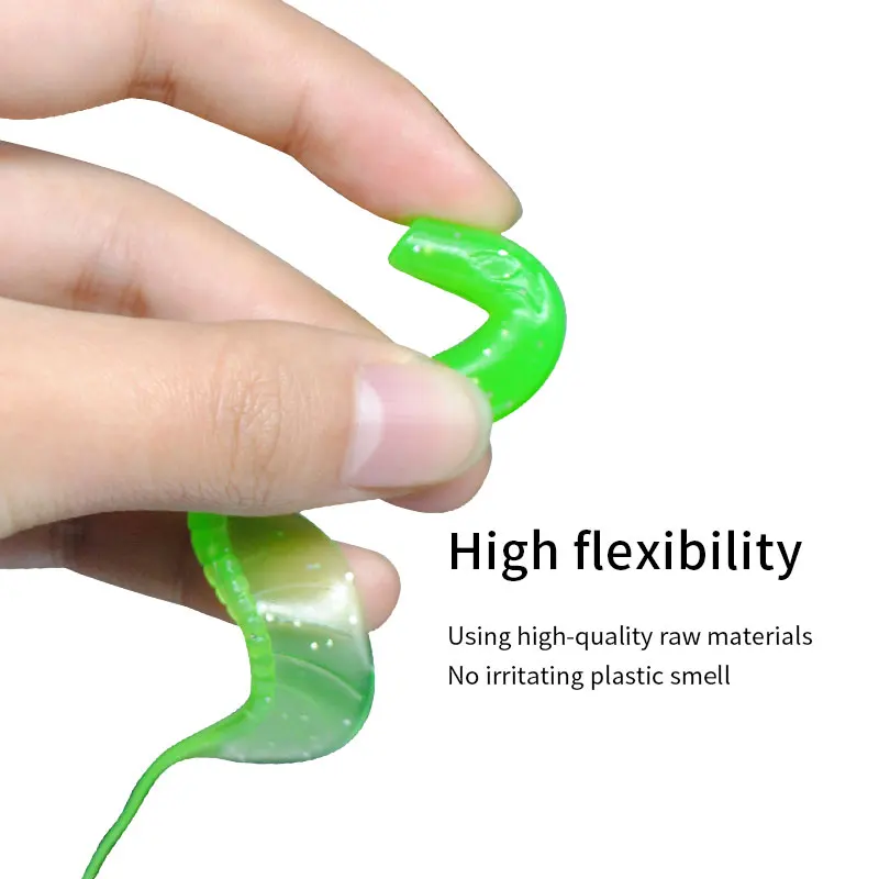 GASTORNI 6cm/2g 8cm/4g Glow Jelly Worm Lure Orange Rippletail Large Ocean Luminous Jig Trout Worm Fishing Lure