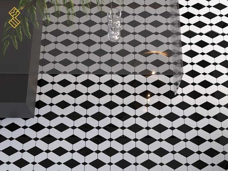 Yushi Group attractive Mosaic Marble Green+Sichuan White mosaic for flooring tile and deco