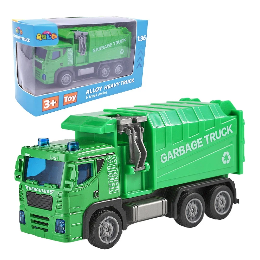 1:36 Diecast Pull-Back Model Garbage Collector Die cast Toy Trash Trucks