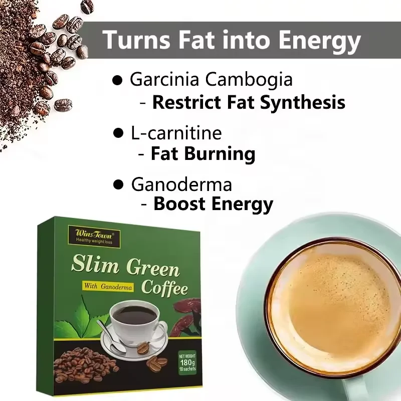 Wholesale Private Label Slim Green Coffee with Ganoderma Natural Slimming Instant Weight Loss Coffee