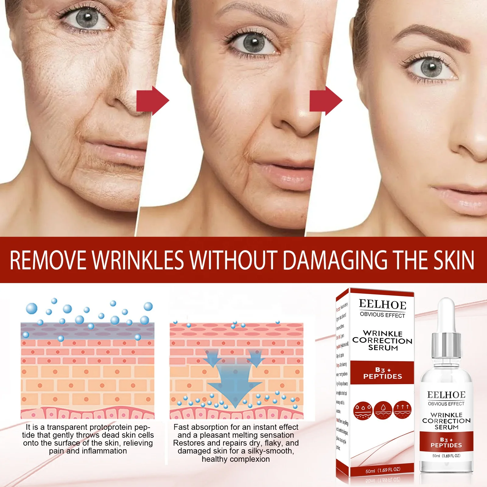 whitening Anti-wrinkle serum Wholesale OEM private label 100% pure hyaluronic acid facial serum