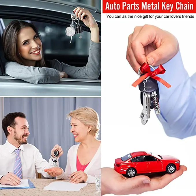 Custom Car Lover Christmas Father Gift Wrench Motorcycle Tire Accessories Metal Turbo Keychain with Sound