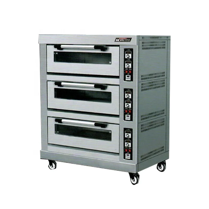 gas electric commercial Stainless Steel Deck Oven With Steam 12-Tray 3 Deck Bakery Oven garth pizza oven