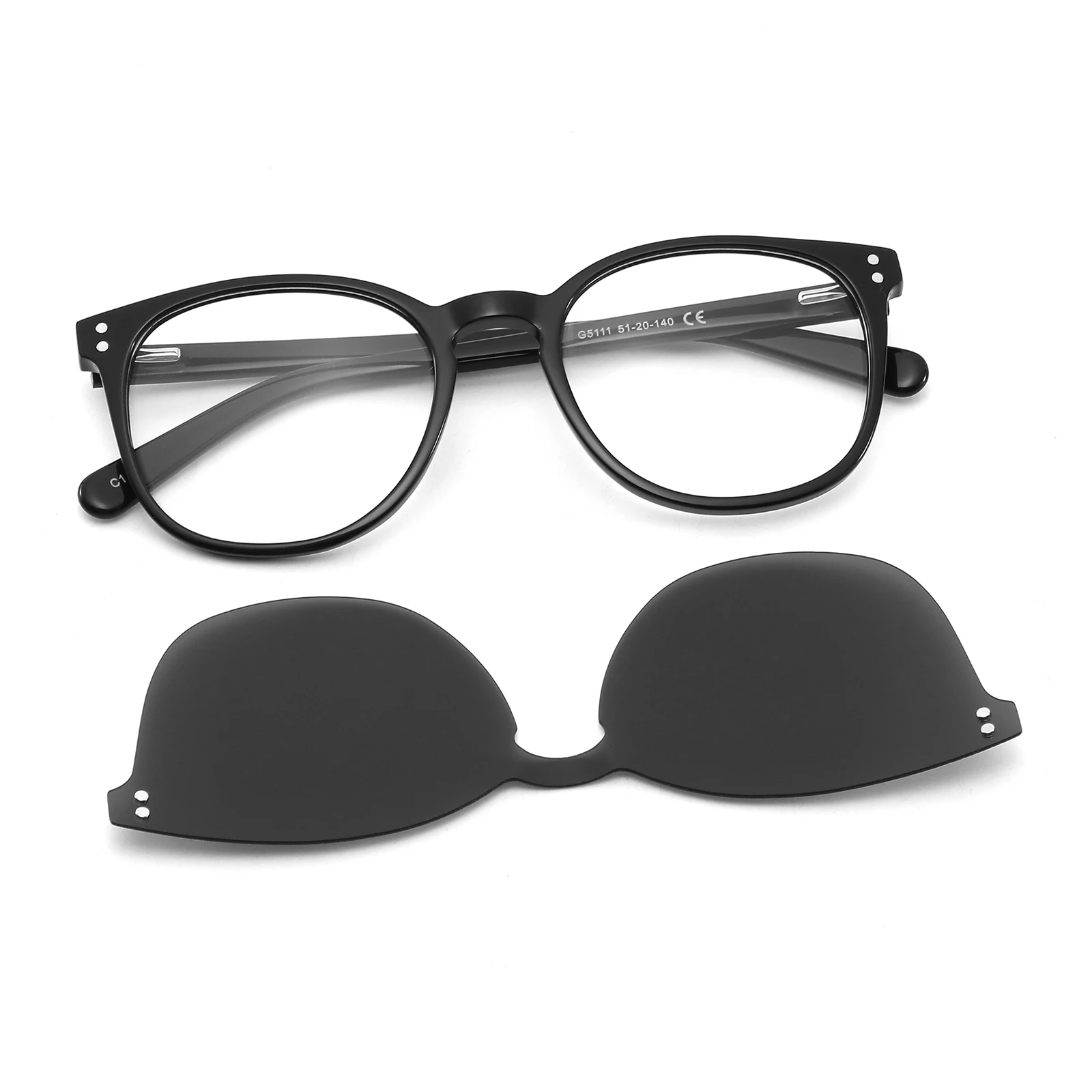 Acetate spring hinge optical frame polarized magnet clip on sunglasses for Men women