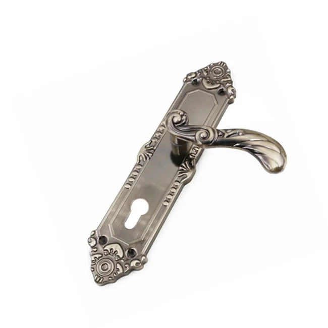 Hot Sale High Quality Aluminum Iron Industrial Lever Door Handle Golden Electroplating Finish Lever Handle With Cylinder Hole