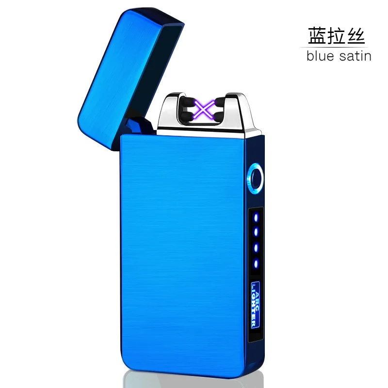 Windproof power display usb charging dual arc electronic lighter with opp/gift box