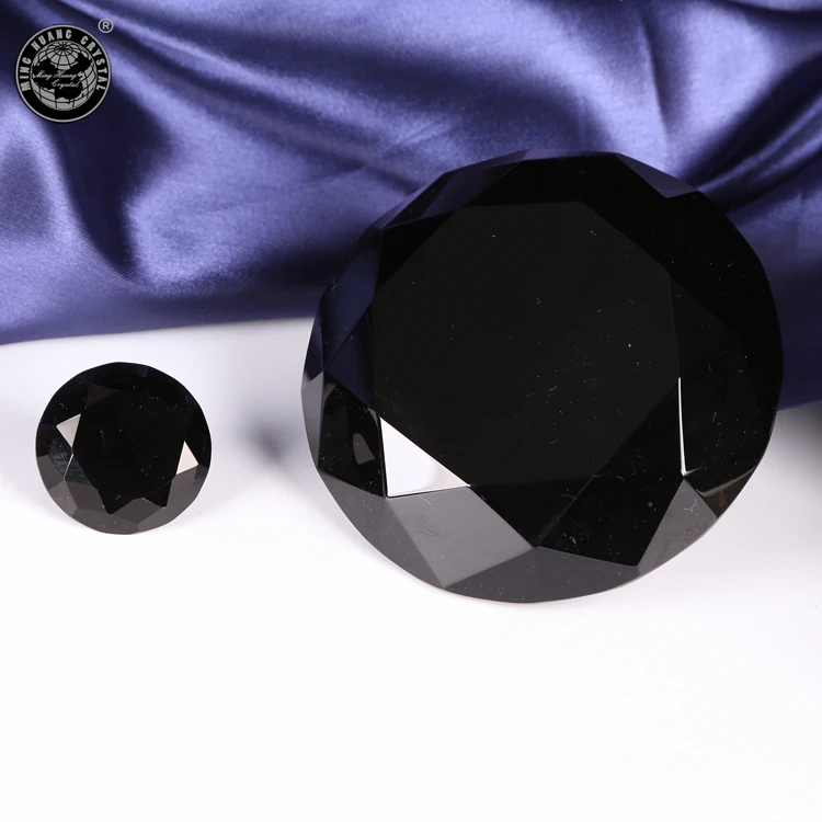 Black crystal glass cut diamond paperweight MH-9513
