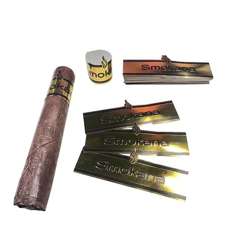 Cigar anillos Label Custom  Gold Foil Oil Painting Embossing Cigar Band Rings Label  Die Cut Sticker  Recyclable/Biodegradable