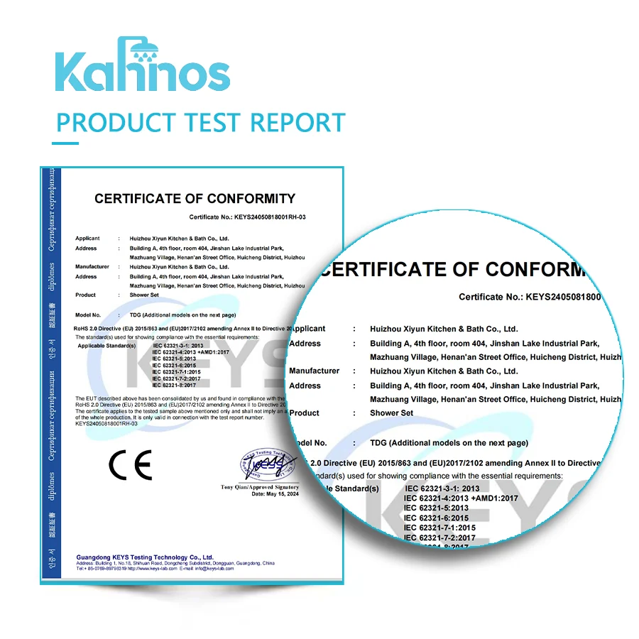 KAHNOS 2024 five function ambient light thermostatic digital display shower head set gun grey rain shower back spray shower set