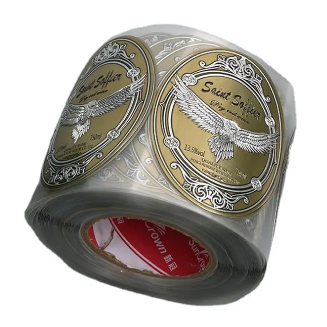 Custom Adhesive Embossed Metal Crafts Stickers Red wine Perfume Bottle Aluminum Labels Wine Bottle Metal Labels