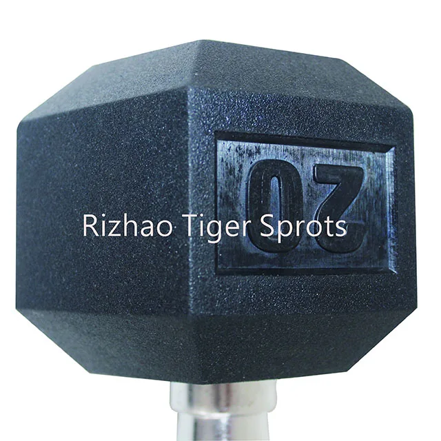 
Factory wholesale gym equipment black rubber coated hex dumbbell set 