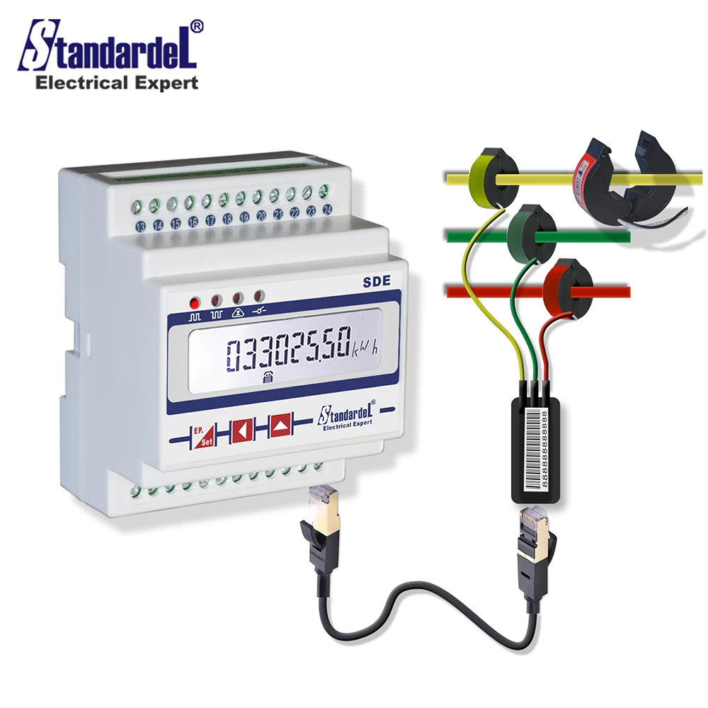 SDE430-C 5A  three 3 phase power analyzer meter energy counter RS485 modbus with 5A open type current transformer