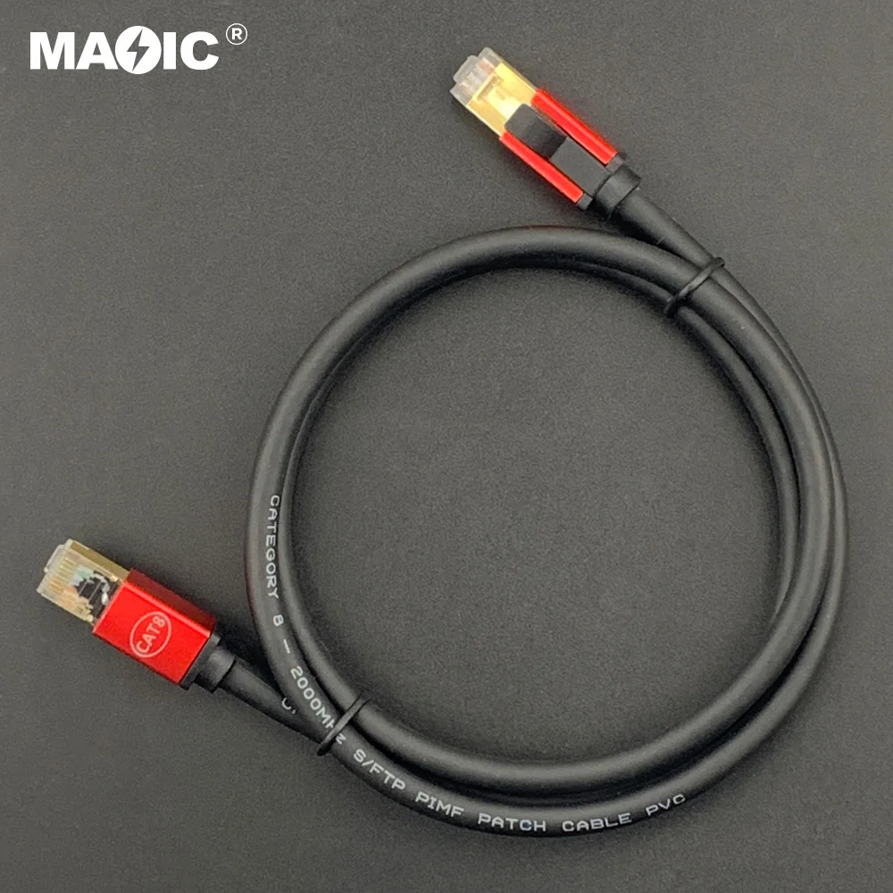 OEM Cat8 Ethernet Cable Cat 8 LAN Network Cable 40Gbps 2000Mhz with Gold Plated Connector Weatherproof S/FTP