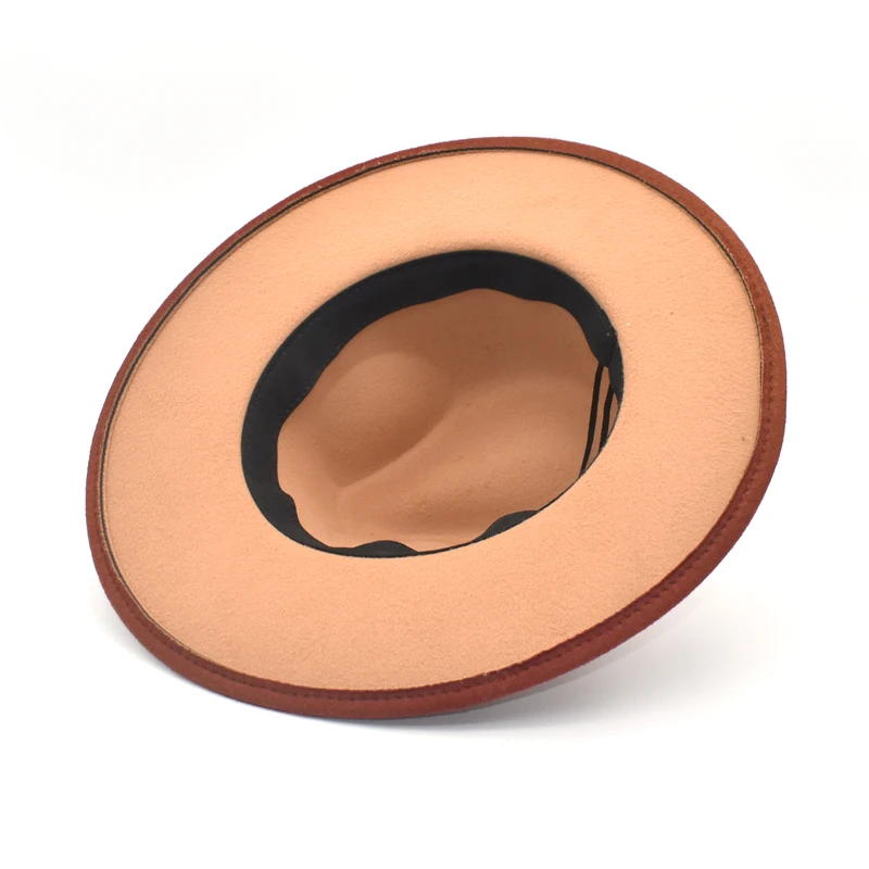 Two tone trilby suede panama sombrero felt fedoras chapeau wholesale unisex wide big brim high quality men women fedora hats