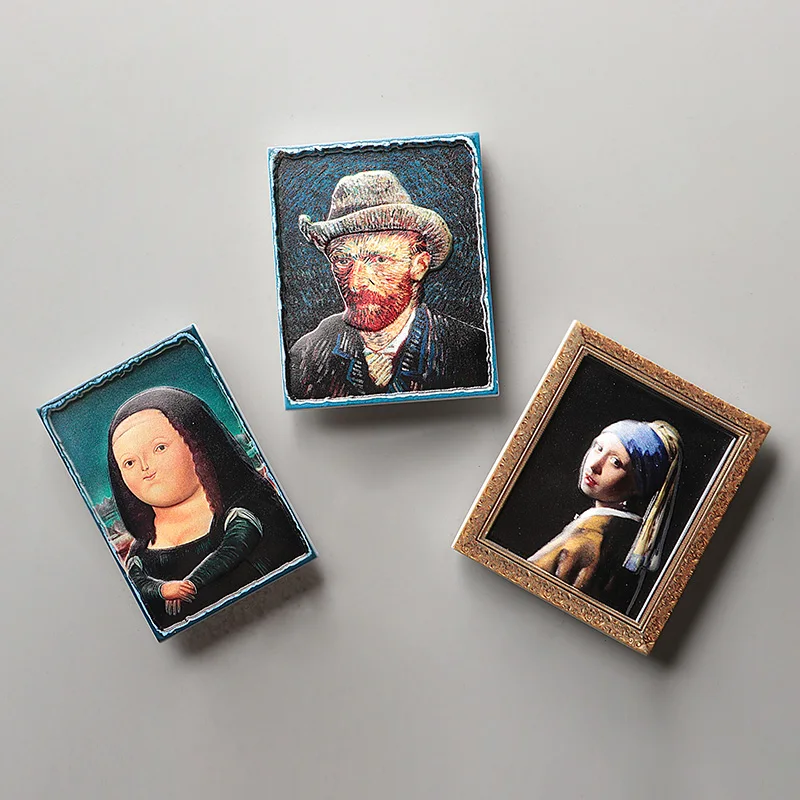 High Quality Customised Refrigerator Magnetic Sticker Home Decoration UV Printing World Famous Painting Custom 3D Fridge Magnets