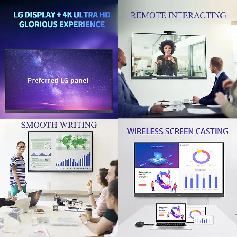 LT Factory Price Smart Board 65 75 86 98 Inch Smart Screen Board Interactive Whiteboard Lcd Display