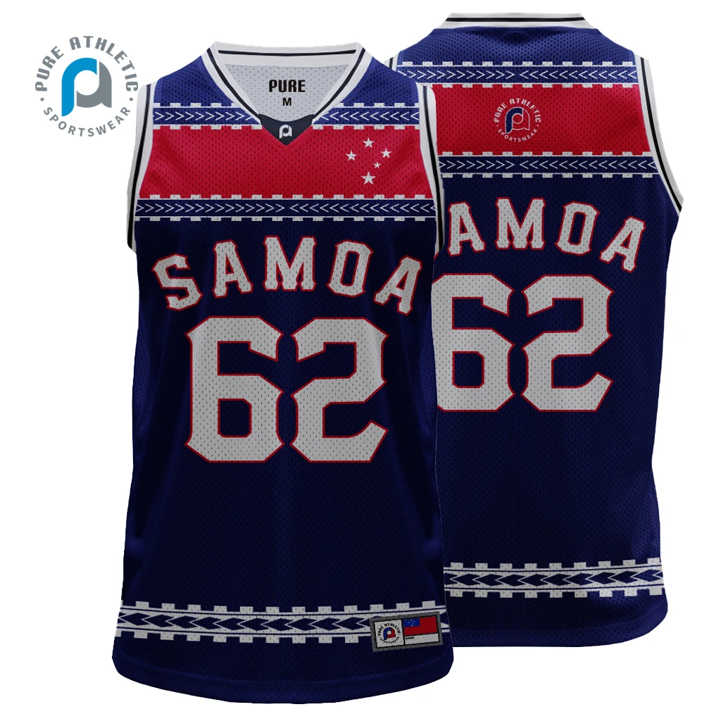 PURE wholesale youth mens breathable cheap quick dry custom Samoa basketball sublimation jersey shirt