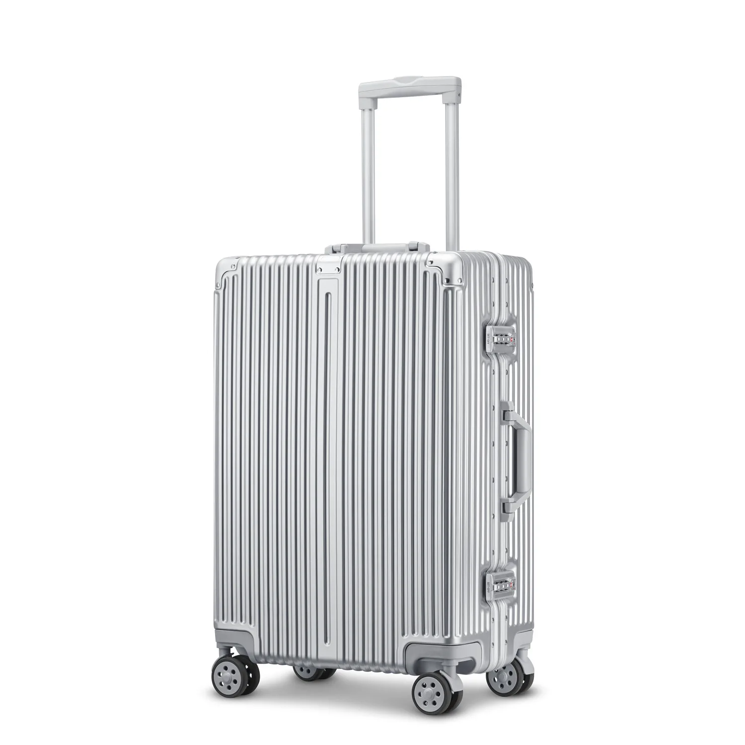 High Quality Aluminum Frame  Custom Logo Luxury Carry on Luggage PC Hardshell TSA Lock Spinner Suitcase  With 4 Wheels