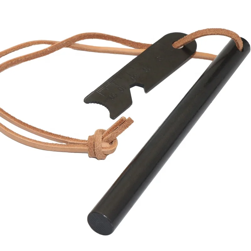 1/2x6 inch Survival Gadgets Extreme Weatherproof Feuerstein Fire Starter Rod with Leather Cord