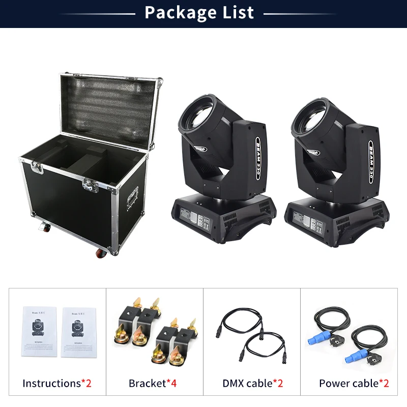 MOWL Guangzhou Beam 230 7r 230W r7 Sharpy DMX Beam Moving Head Light with 2in1 Avec Flight Case