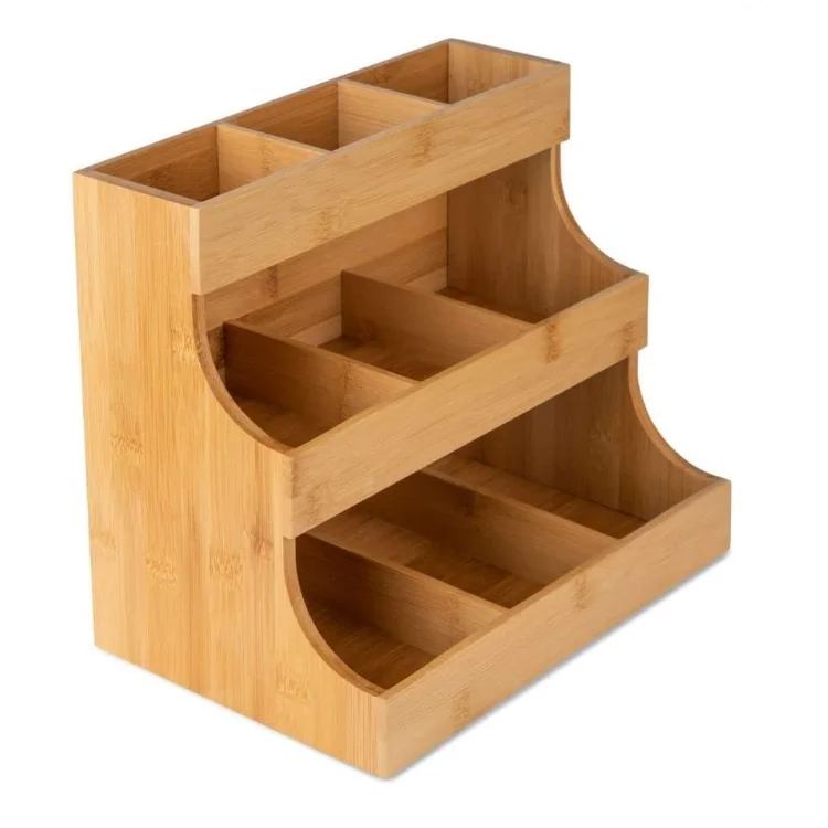 Wholesale New Multifunctional Natural Bamboo Wooden Space Saving Kitchen Seasoning Tea Bag Packaging Box