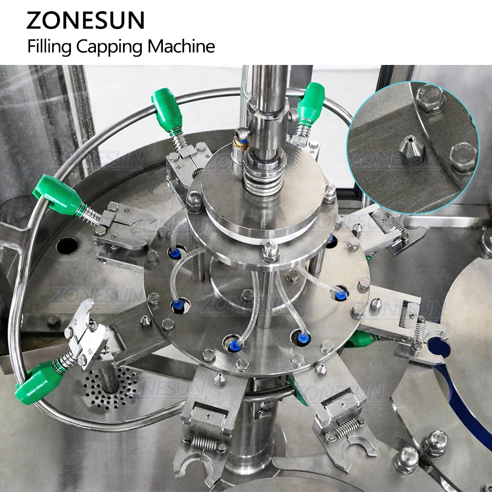 ZONESUN ZS-AFC883 Full Automatic 3 IN 1 Small Scale PET Bottle Mineral Water Liquid Beverage Rotory Filling Capping Machine